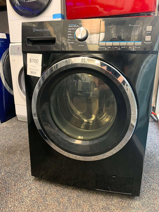 • Magic chef black  front load washer and electric dryer all in one  stainless drum 24” 110v regular cord FWD10