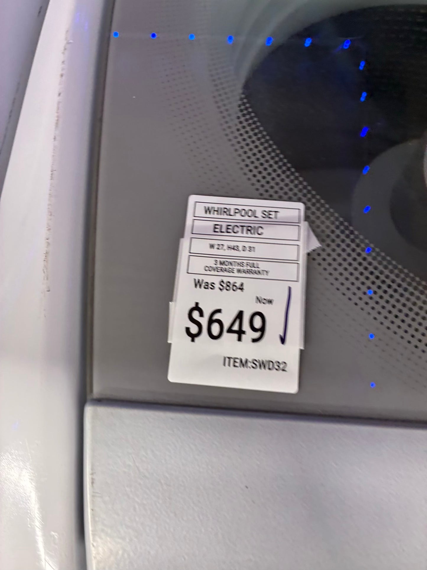 WHIRLPOOL WASHER 27”  N DRYER 29” TOP LOAD ELECTRIC SPECIAL SALE