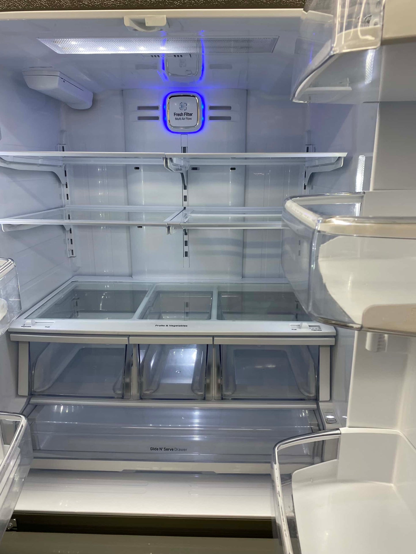 Item: #RF64G LG French door refrigerator stainless steel w/water ice dispenser 36 in.