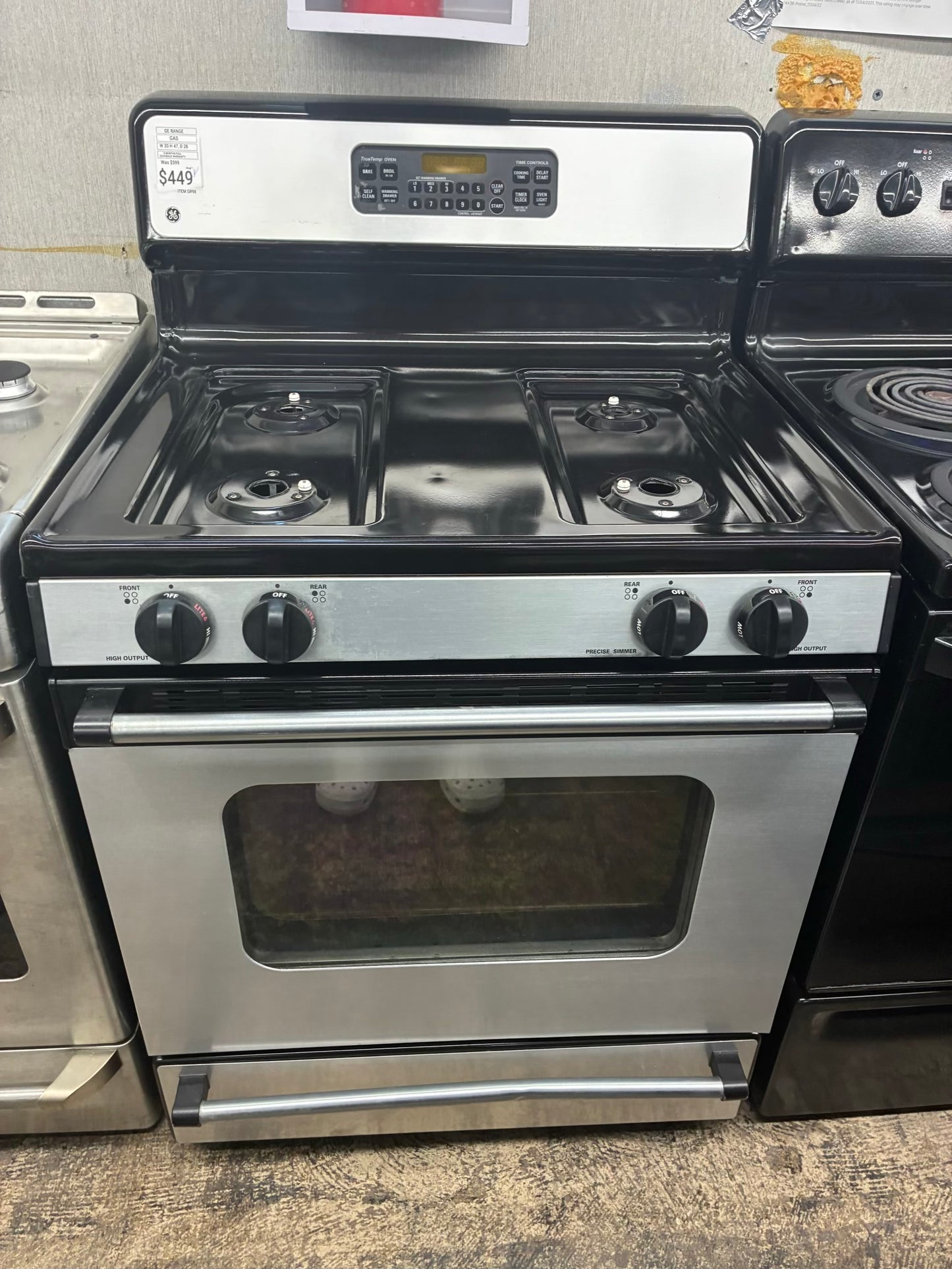 GE Gas Range Stainless Steel 4 Burners 30”