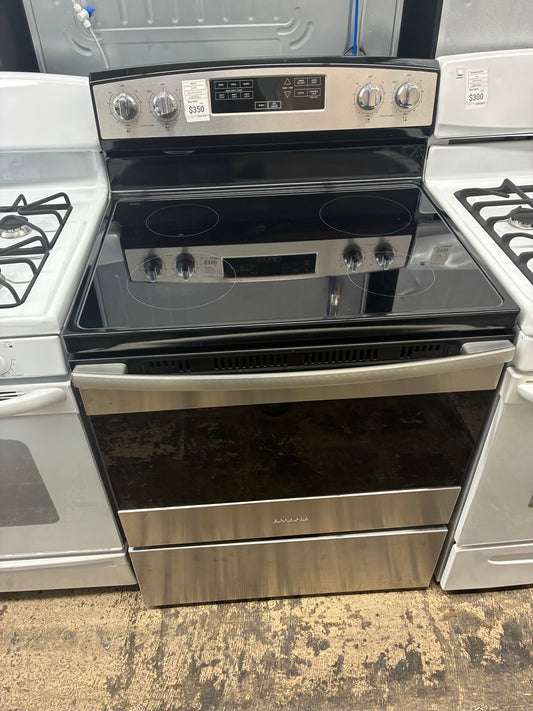 Amana electric white  range 4 burner 30 inch stainless steel