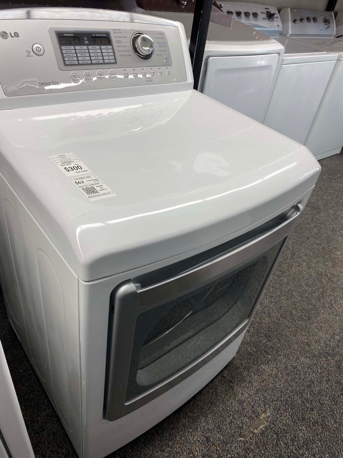 . ITEM #ED64B  LG electric dryer large capacity side x side 27”