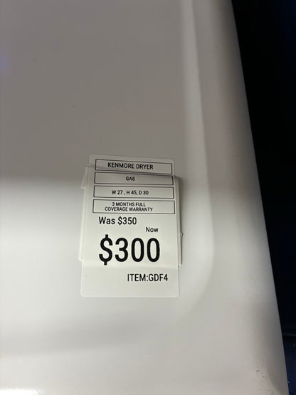 Kenmore gas dryer Side x Side 27”