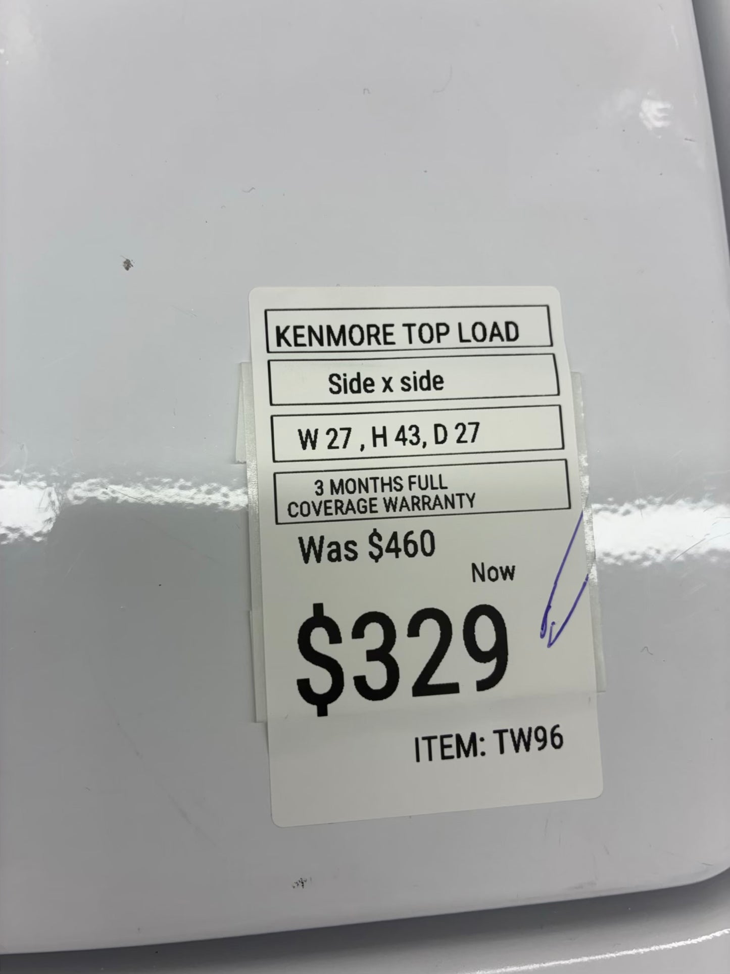 Kenmore top load large capacity white 27”