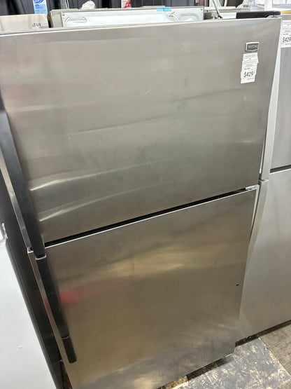 Maytag top freezer refrigerator stainless steel 33”