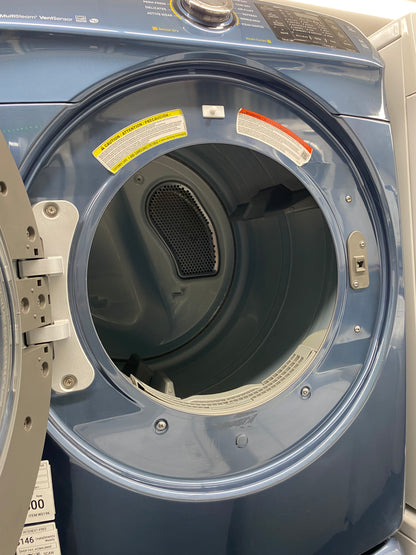 . Item: #WD19K  Samsung high efficiency washer and electric dryer blie stainless steel drum front load ,stackable or side by side 27”