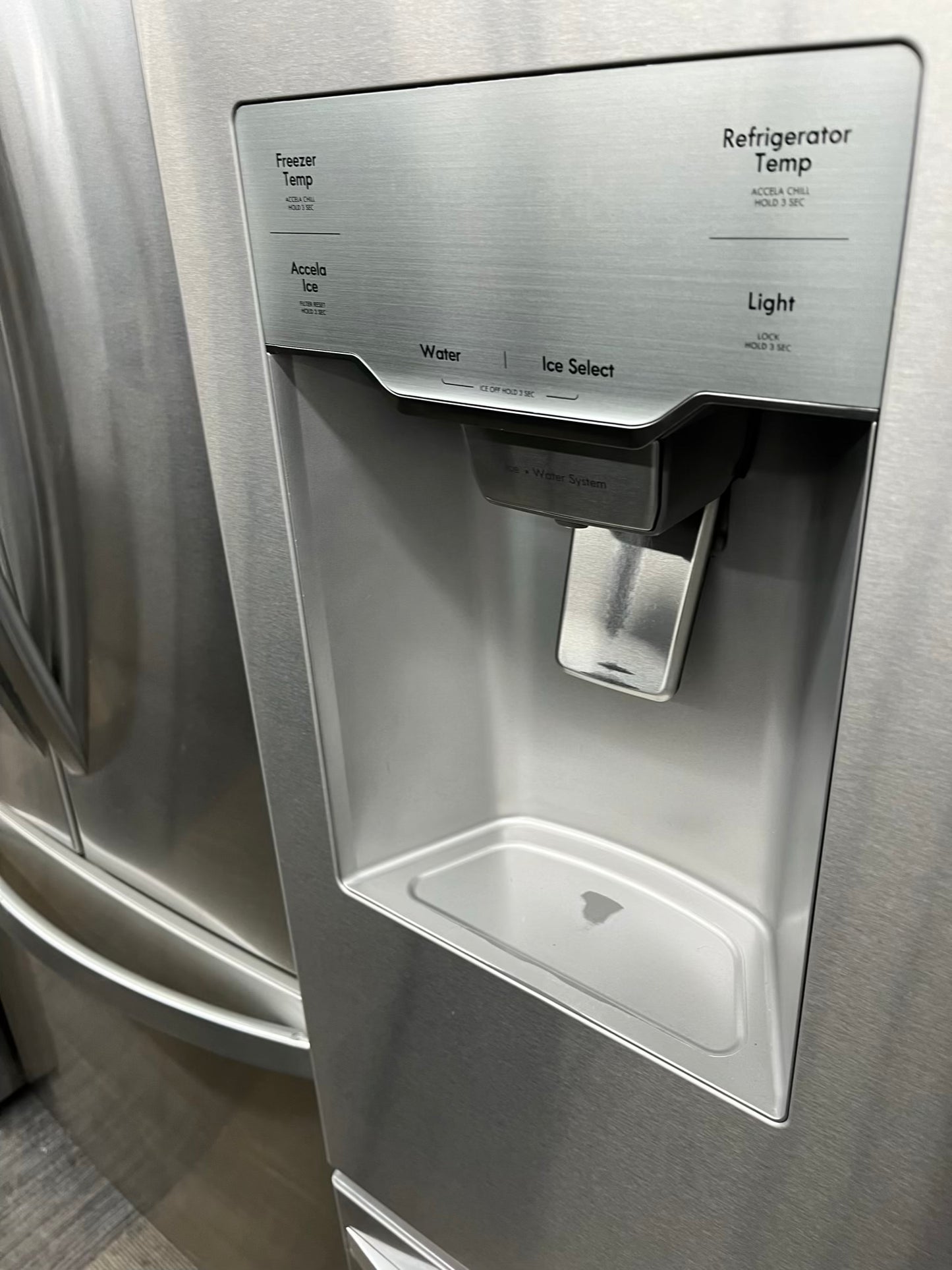 ^ Item: #RF94S kenmore french door refrigerator stainless steel w/water ice dispenser 36 in