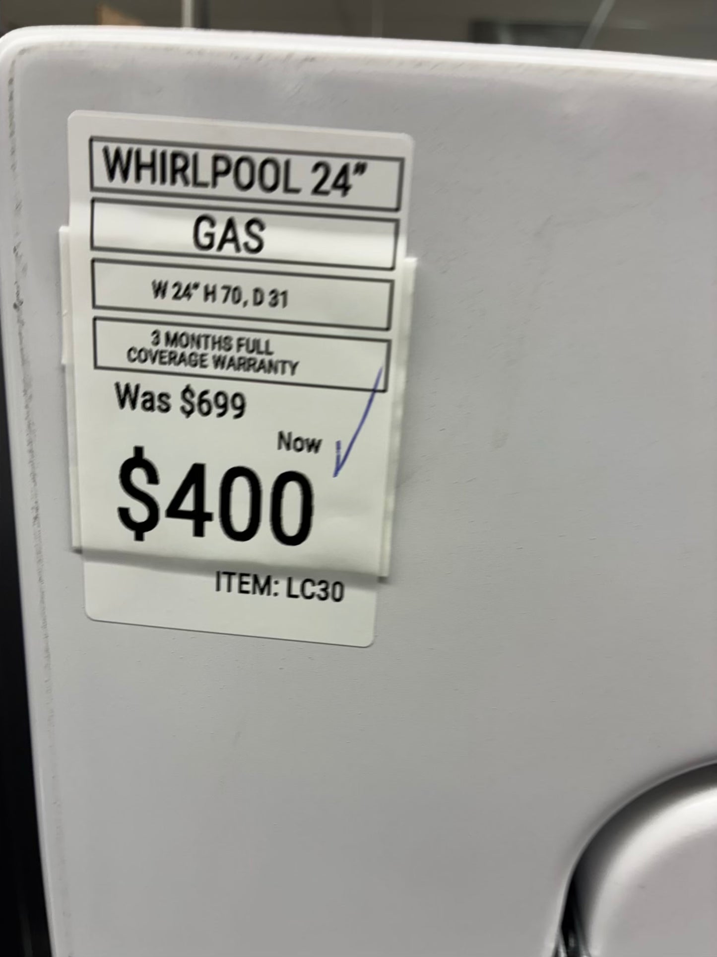 Whirlpool laundry center  washer and dryer set gas stackable 24”