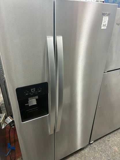 Whirlpool side by side refrigerator stainless steel 33” ice maker water dispenser