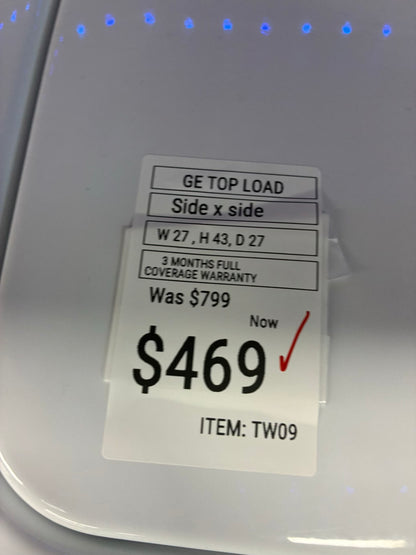 GE top load large capacity white 27”  BRAND NEW