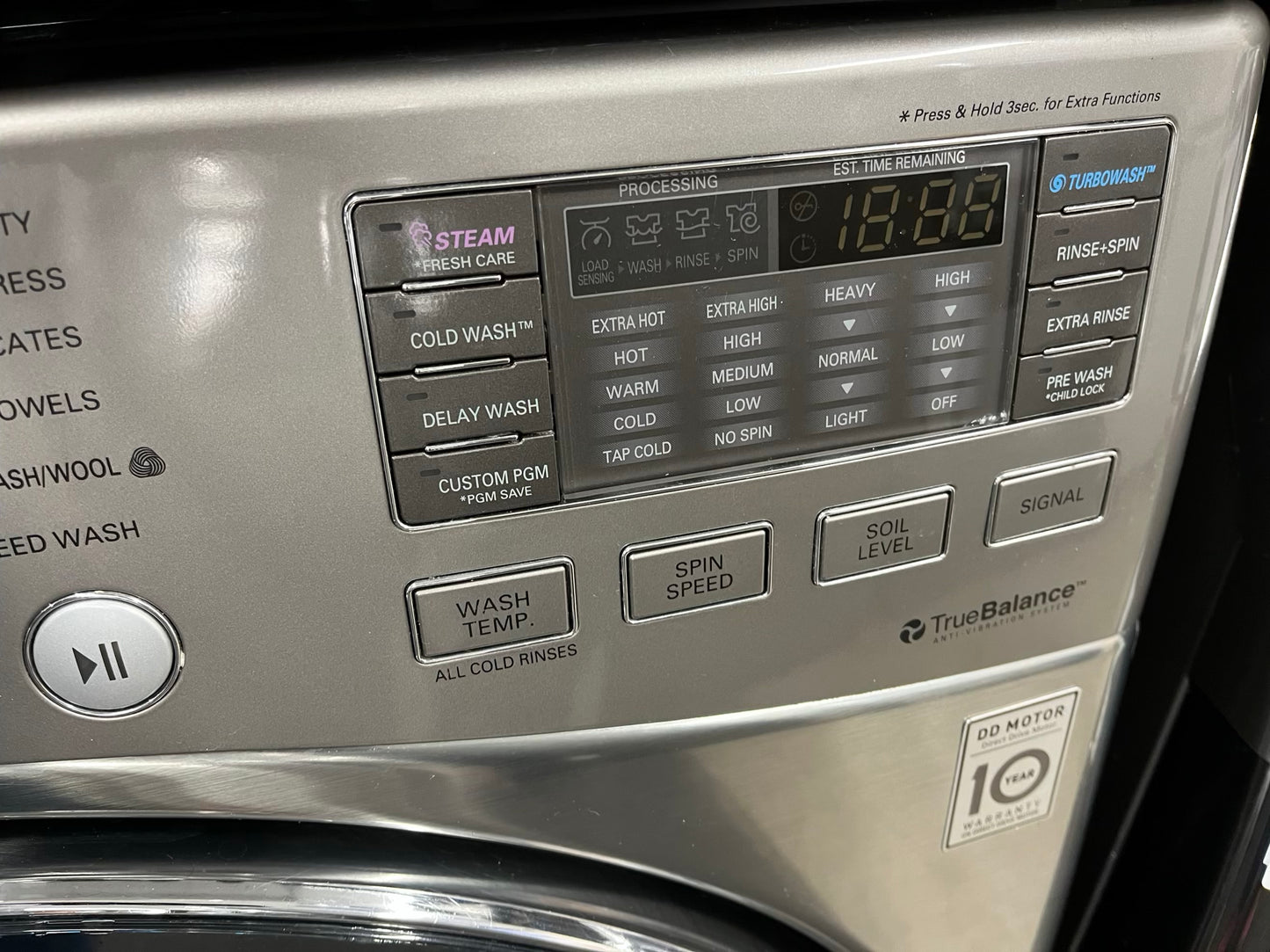 - Item: #ED83N  LG high efficiency washer and electric dryer blie stainless steel drum front load ,stackable or side by side 27”