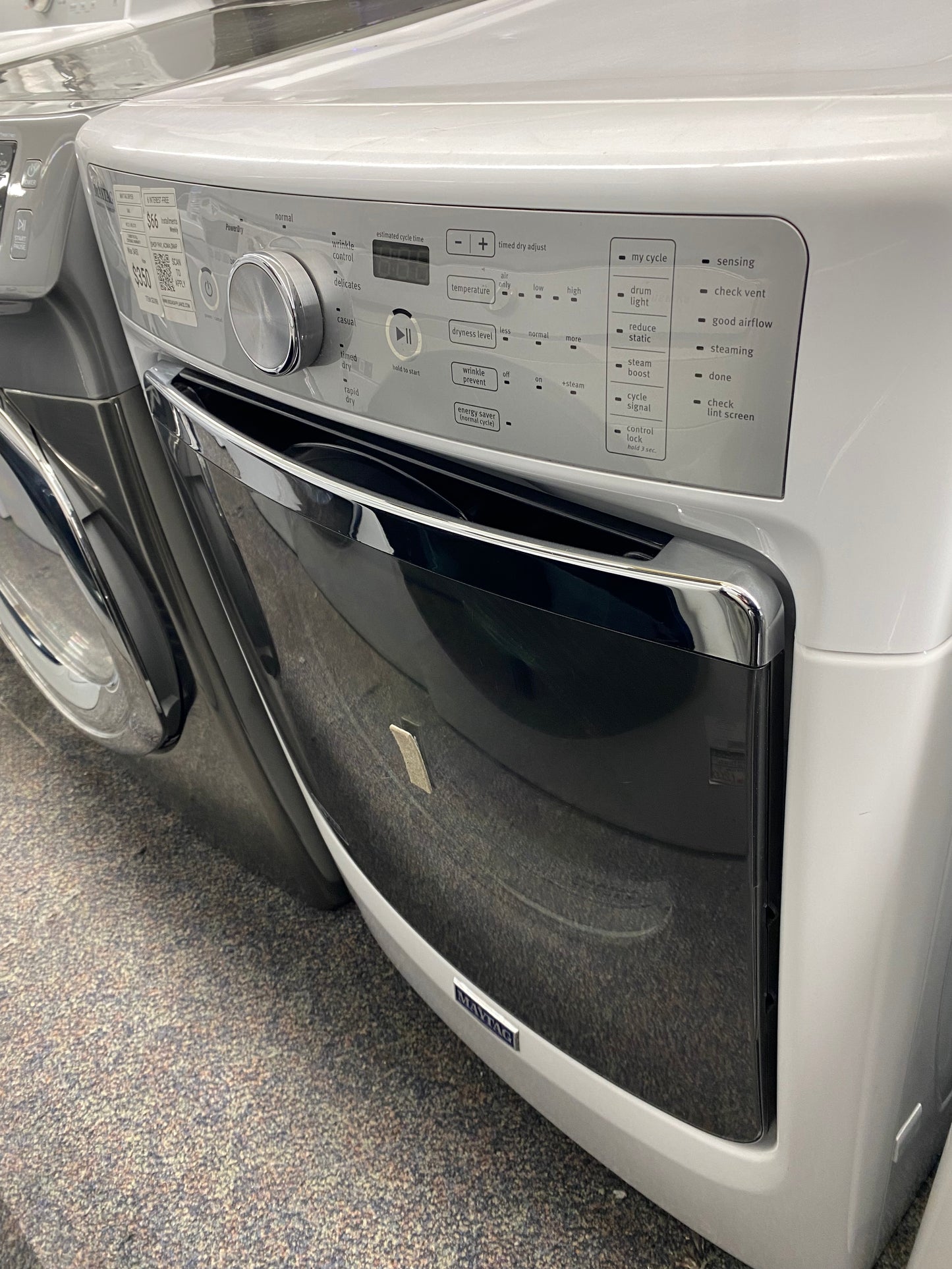 ITEM #GD39B Maytag  gas dryer front load Stainless steel drum large capacity 27”