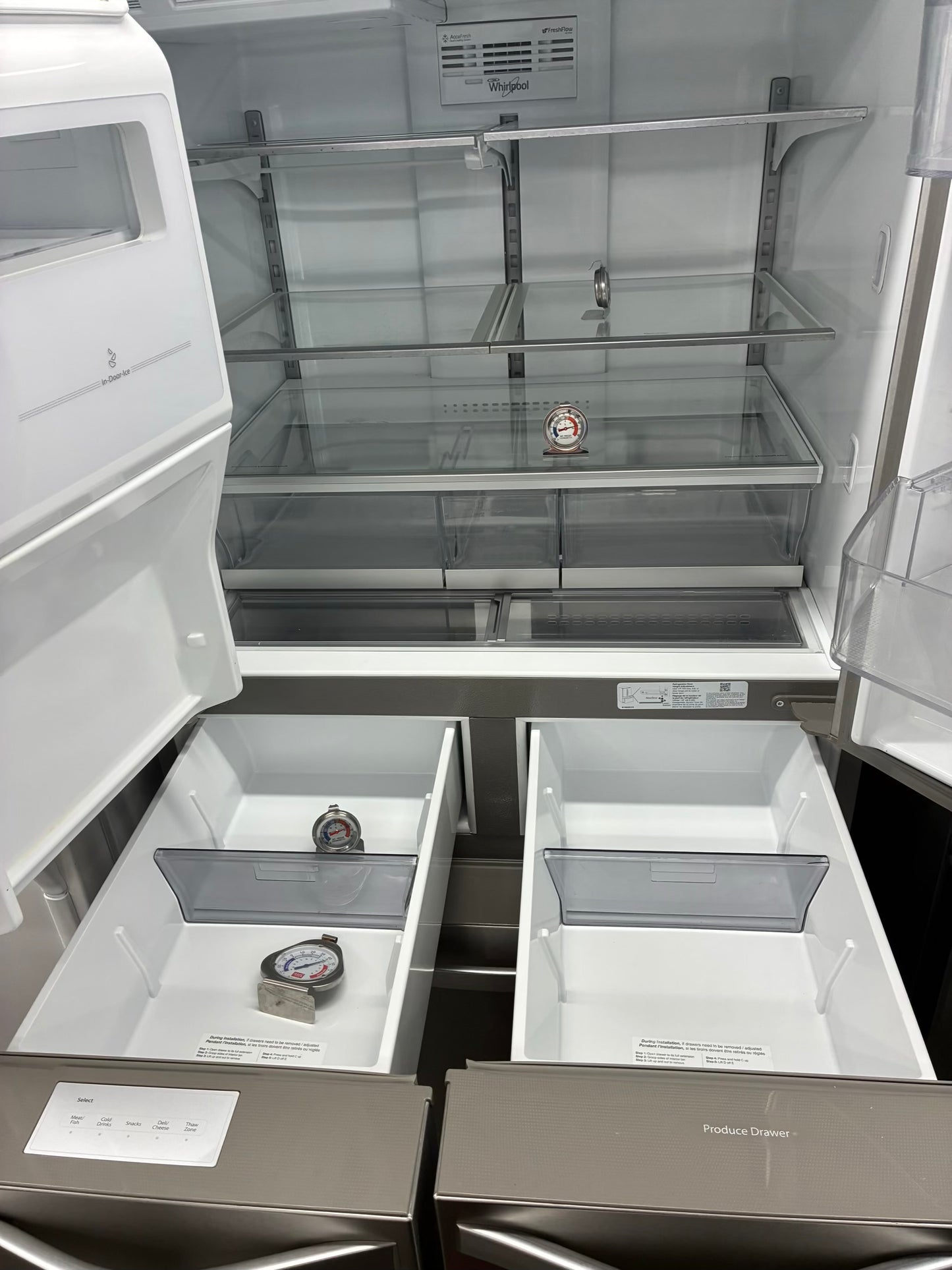 WHIRLPOOL French FIVE door refrigerator stainless steel 36” ice maker water dispenser