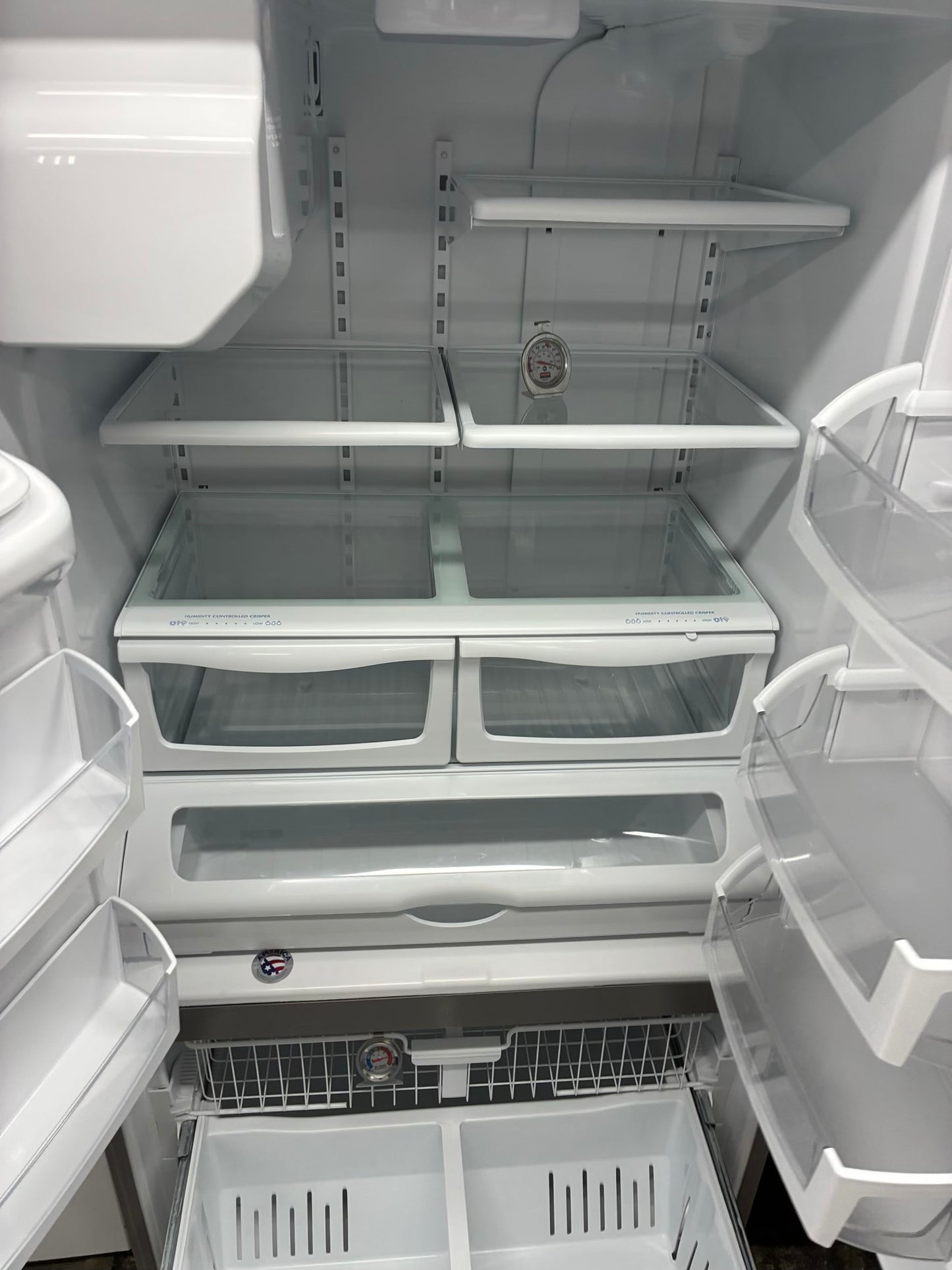 Whirlpool French door refrigerator stale stainless steel 36” ice maker water dispenser