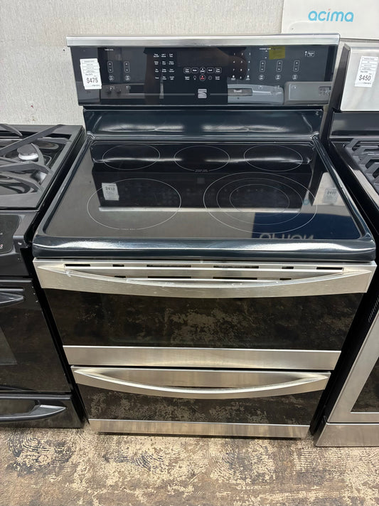 Kenmore elite electric white  range 5 burner 30 inch stainless  steel double oven