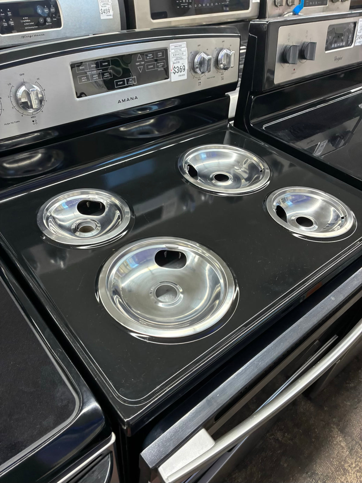 Amana electric range stainless steel 30” 4 burners coils