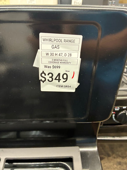 Whirlpool Gas Range Black 4 Burners 30”