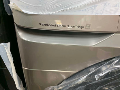★ Samsung open box 4.5-cu ft High Efficiency Stackable Steam Cycle Smart Front-Load Washer and gentle used Electric Dryer with 7.5 Cu. Ft. Capacity, Smart Care, 10 Dryer Programs, Sensor Dry, Steam Sanitize+, Wrinkle Prevent WD461