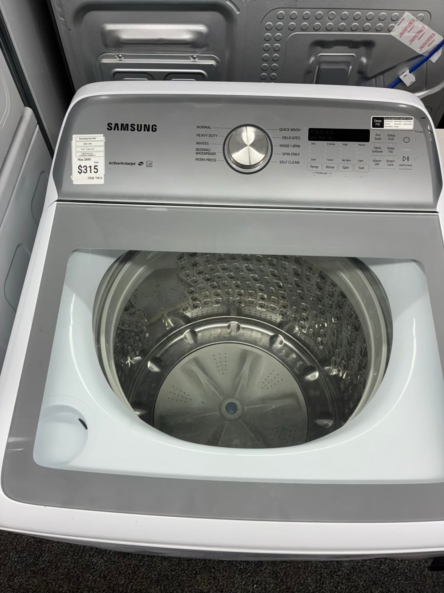 Samsung top load washer  large capacity side x side 27”