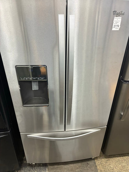 Whirlpool French door refrigerator stainless steel 36” ice maker water dispenser
