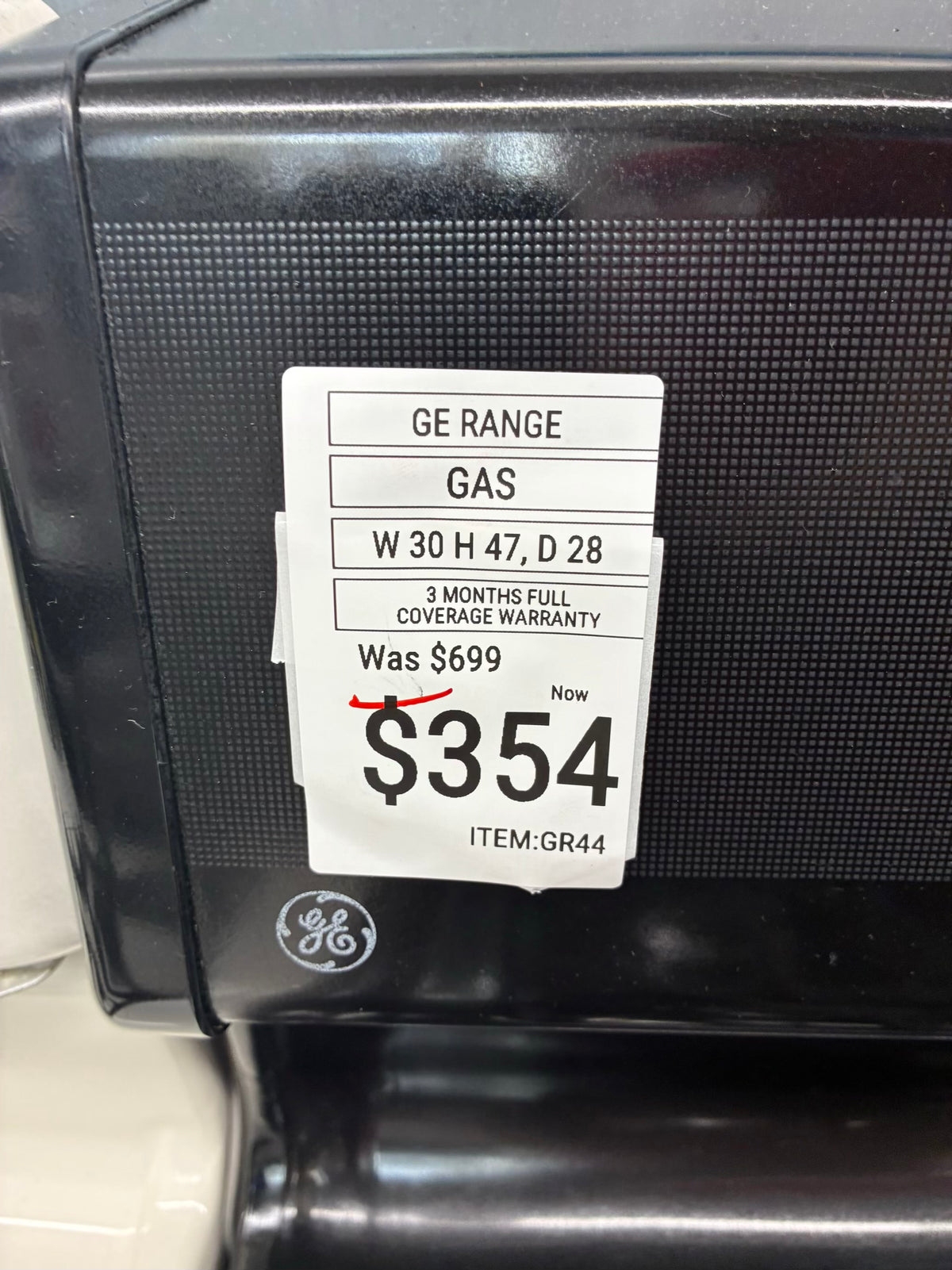 GE Gas Range Black 4 Burners 30”