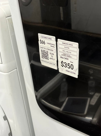 ^ ITEM: #ED74A Samsung electric dryer 27” large capacity