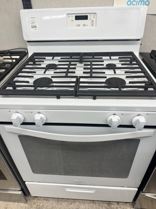 Whirpool gas range 4 burner white color