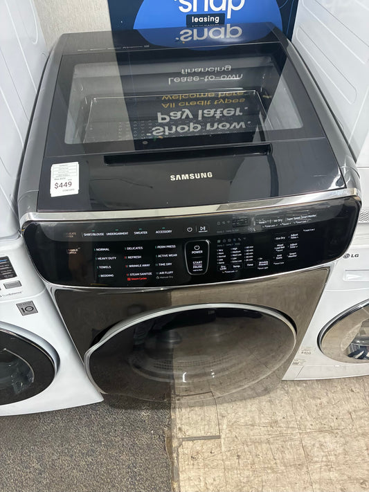Samsung  7.5 cu ft black stainless steel gas dryer front load 27”