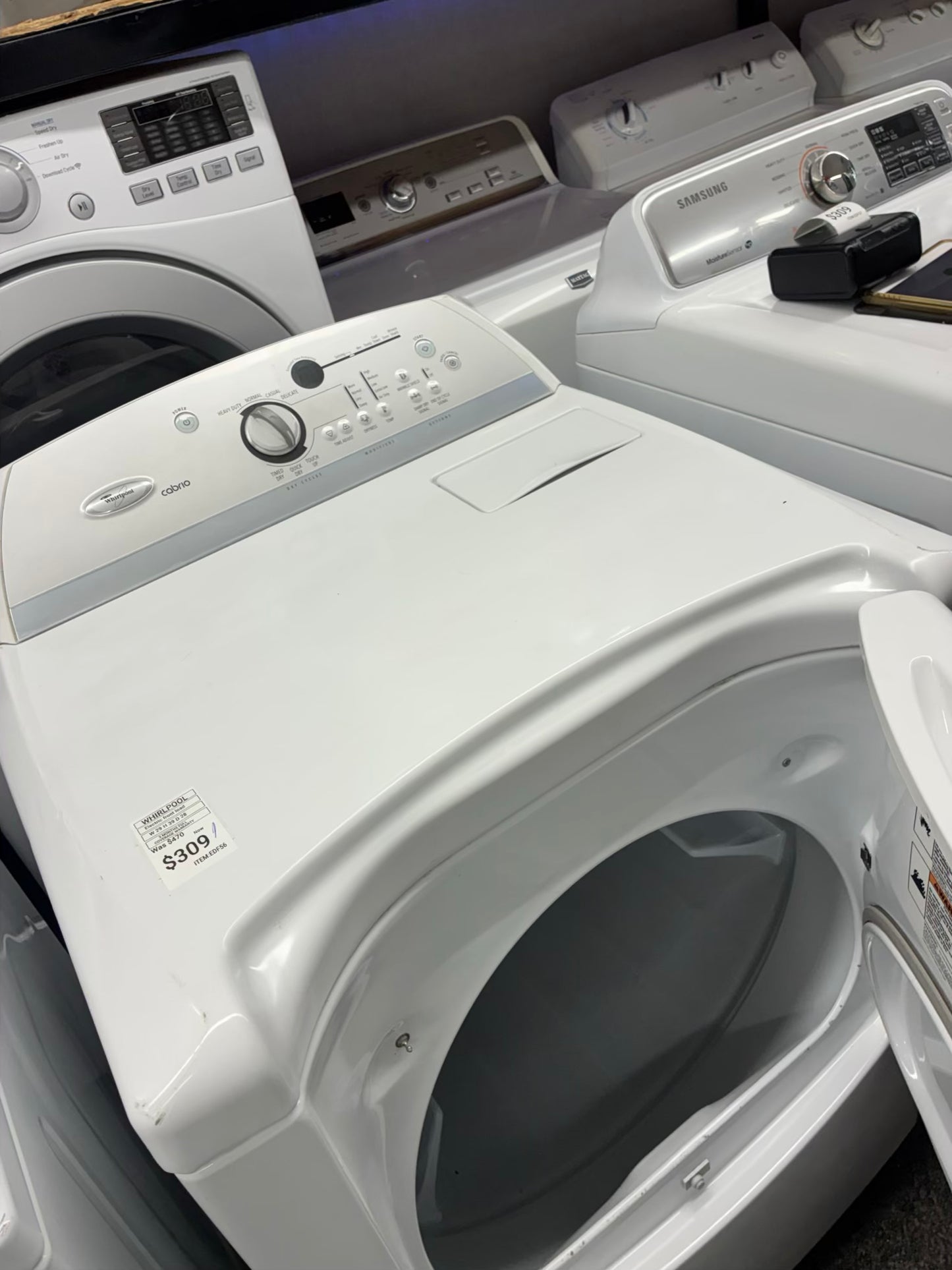 Whirlpool electric dryer 29” large capacity white