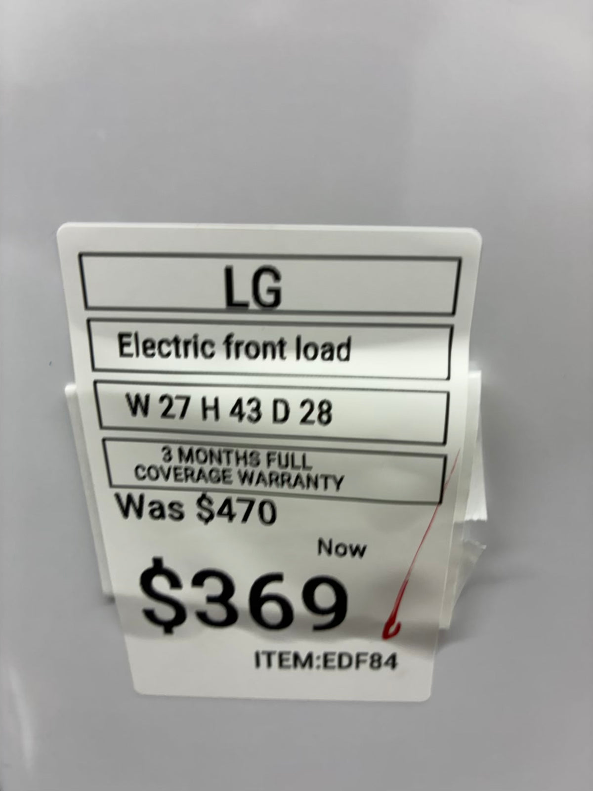 LG  Electric Dryer 27” front load