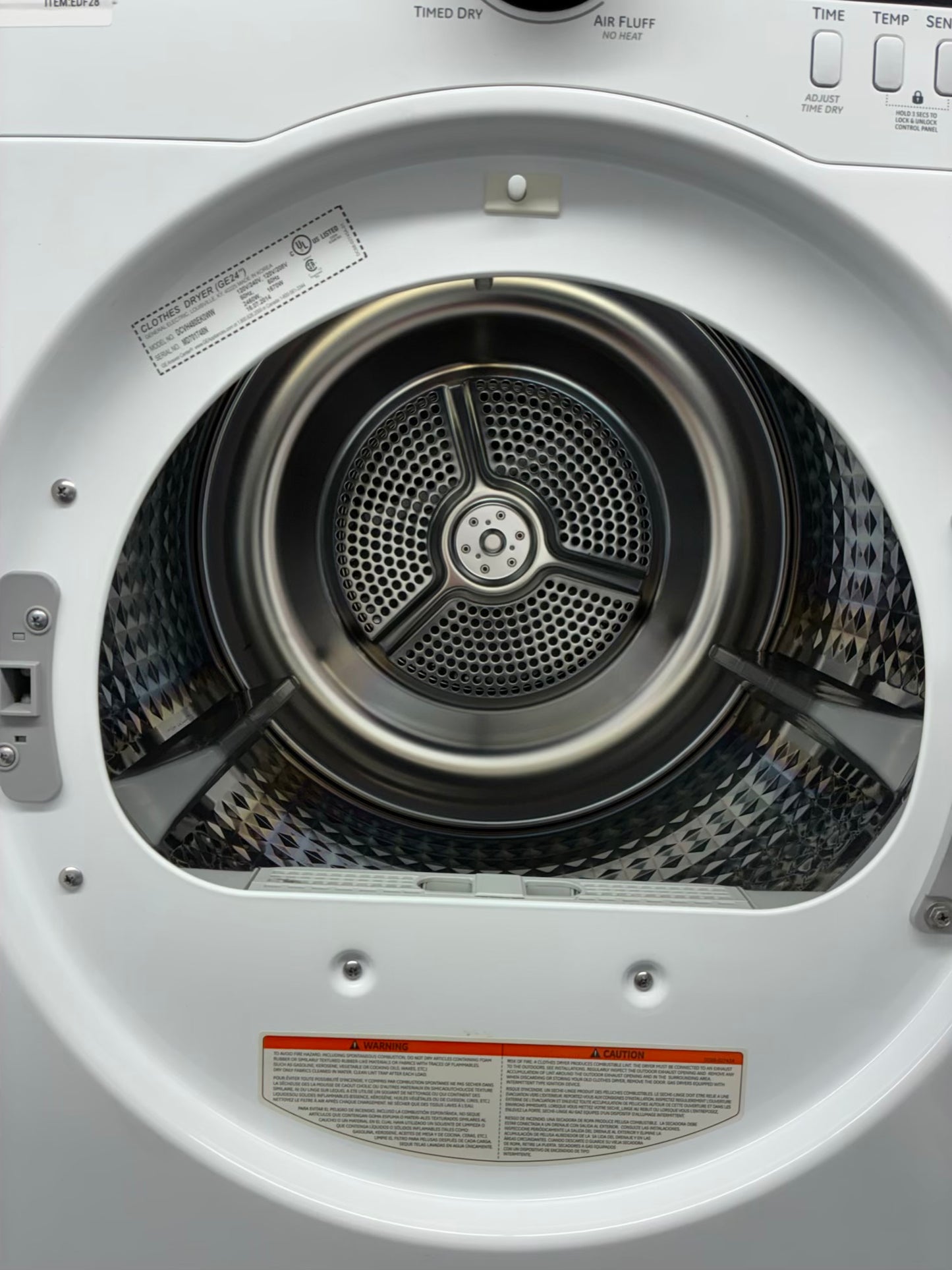 GE front load electric dryer 220v large capacity stackable 24”