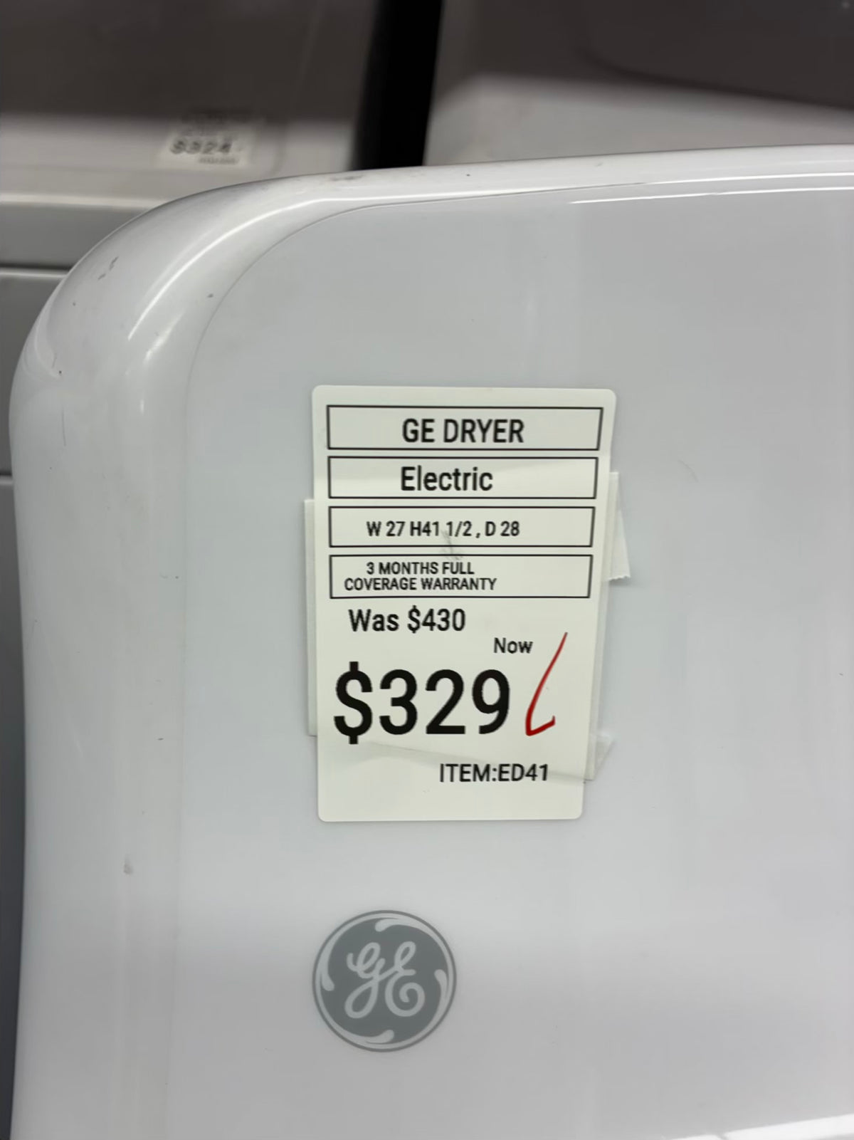 GE electric dryer 27” large capacity white