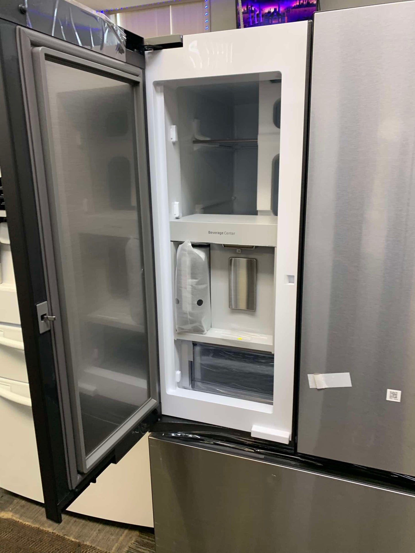 Item : #RF1076 Samsung Bespoke Open Box 30 cu. ft. 3-Door French Door Smart Refrigerator with Beverage Center in Stainless Steel, Standard 36” Depth RF789 - ST2