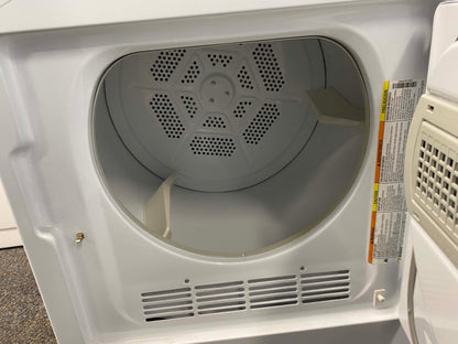 ITEM #ED84D  Brand New Open box Ge  Spacemaker 24” dryer machine  electric 110v front load  stackable