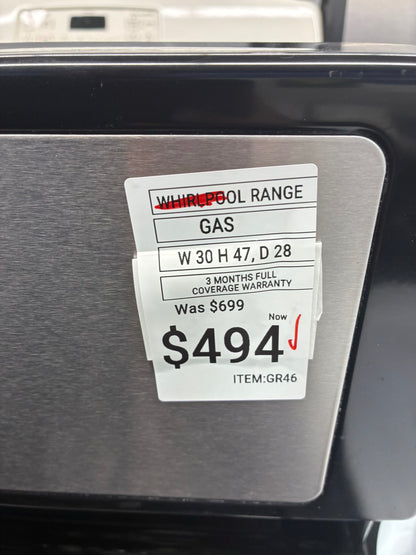Whirlpool Gas Range stainless  steel5 Burners 30”