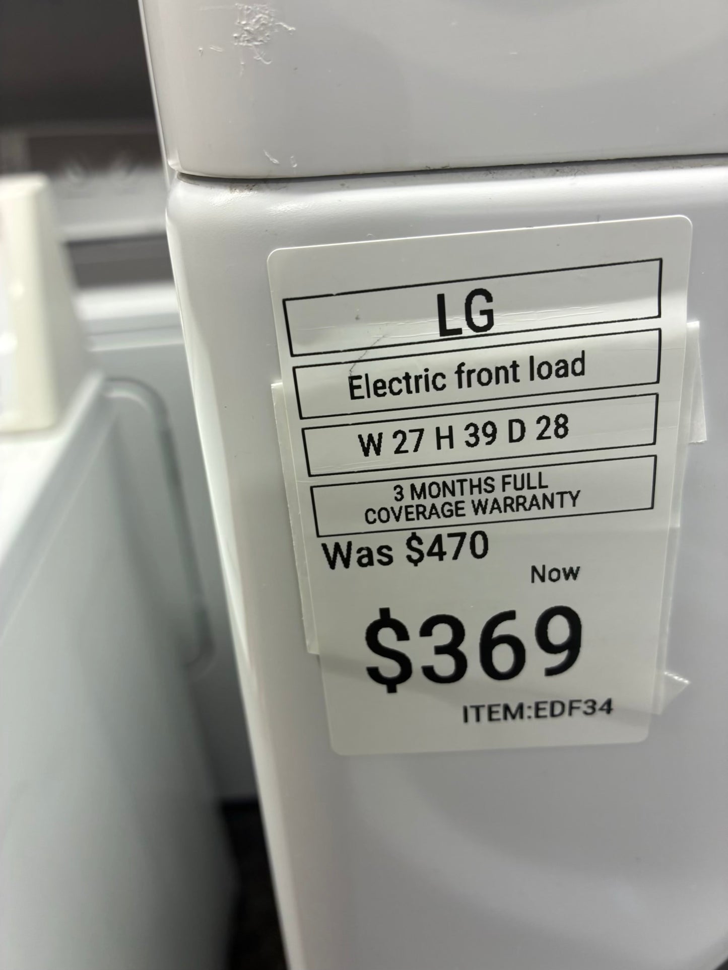 LG Electric Dryer 27” with pedestal white