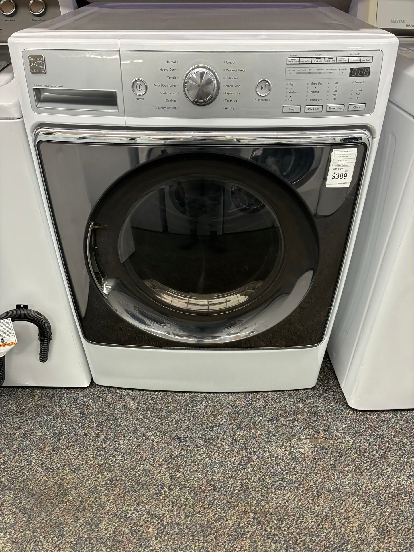 Kenmore elite gas dryer front load 29”