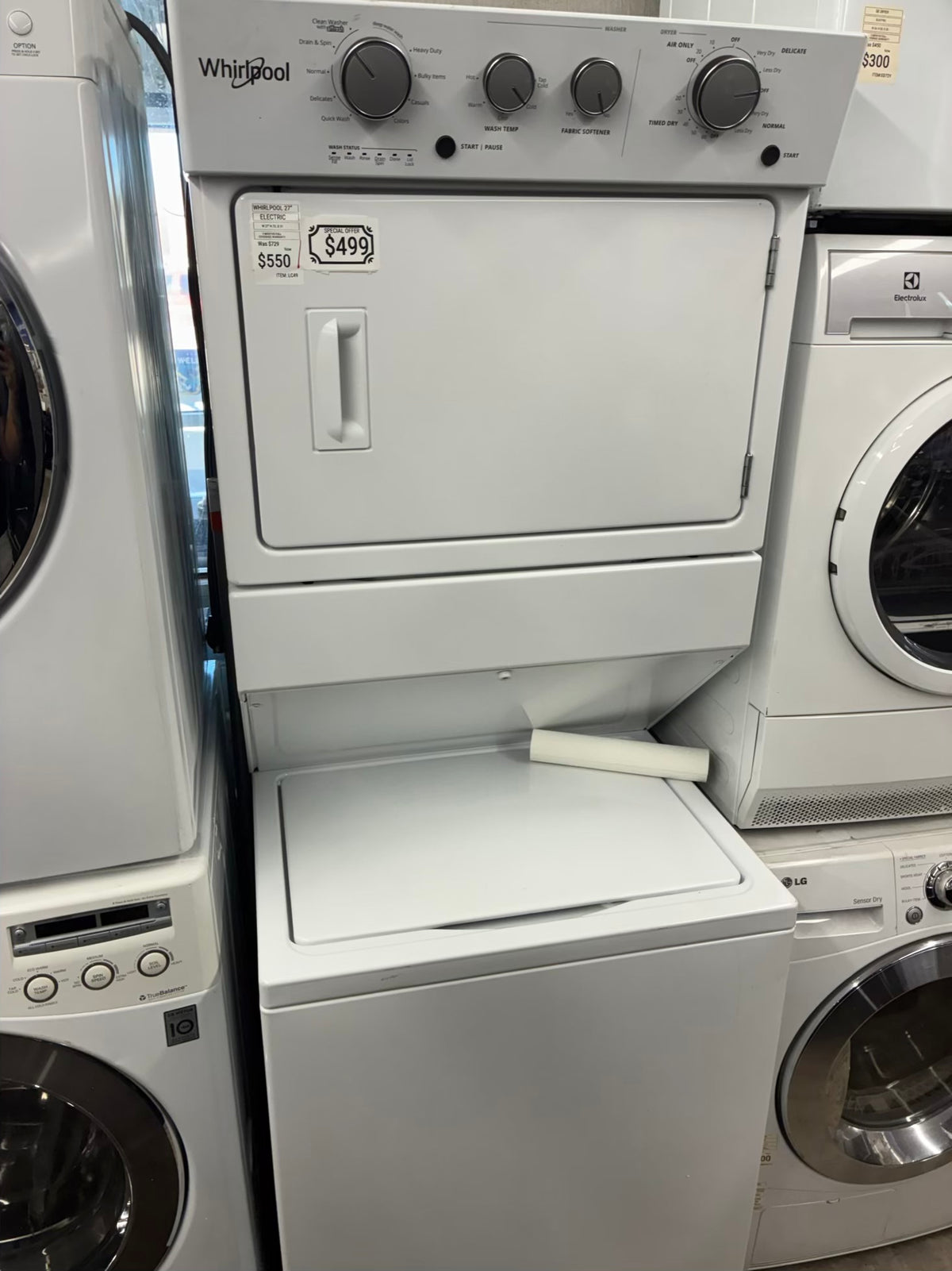 Whirlpool laundry center  washer and dryer set gas stackable 27”