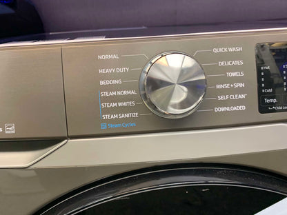 Samsung Open Box 4.5 cu. ft. High-Efficiency Front Load Washer with Self-Clean+ in champagne 27”