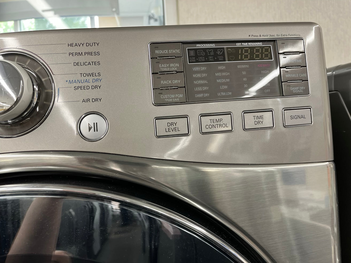 - Item: #ED83N  LG high efficiency washer and electric dryer blie stainless steel drum front load ,stackable or side by side 27”