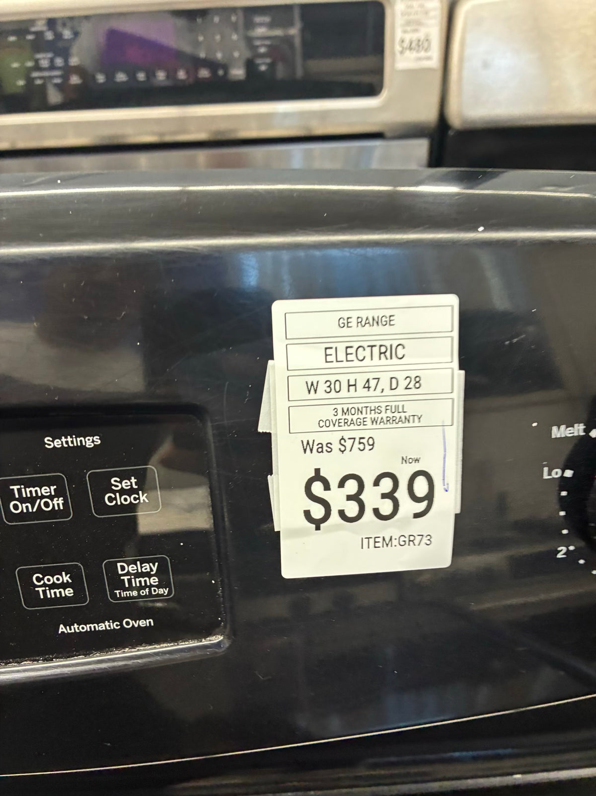 GE electric range stainless steel 30” 4 burners