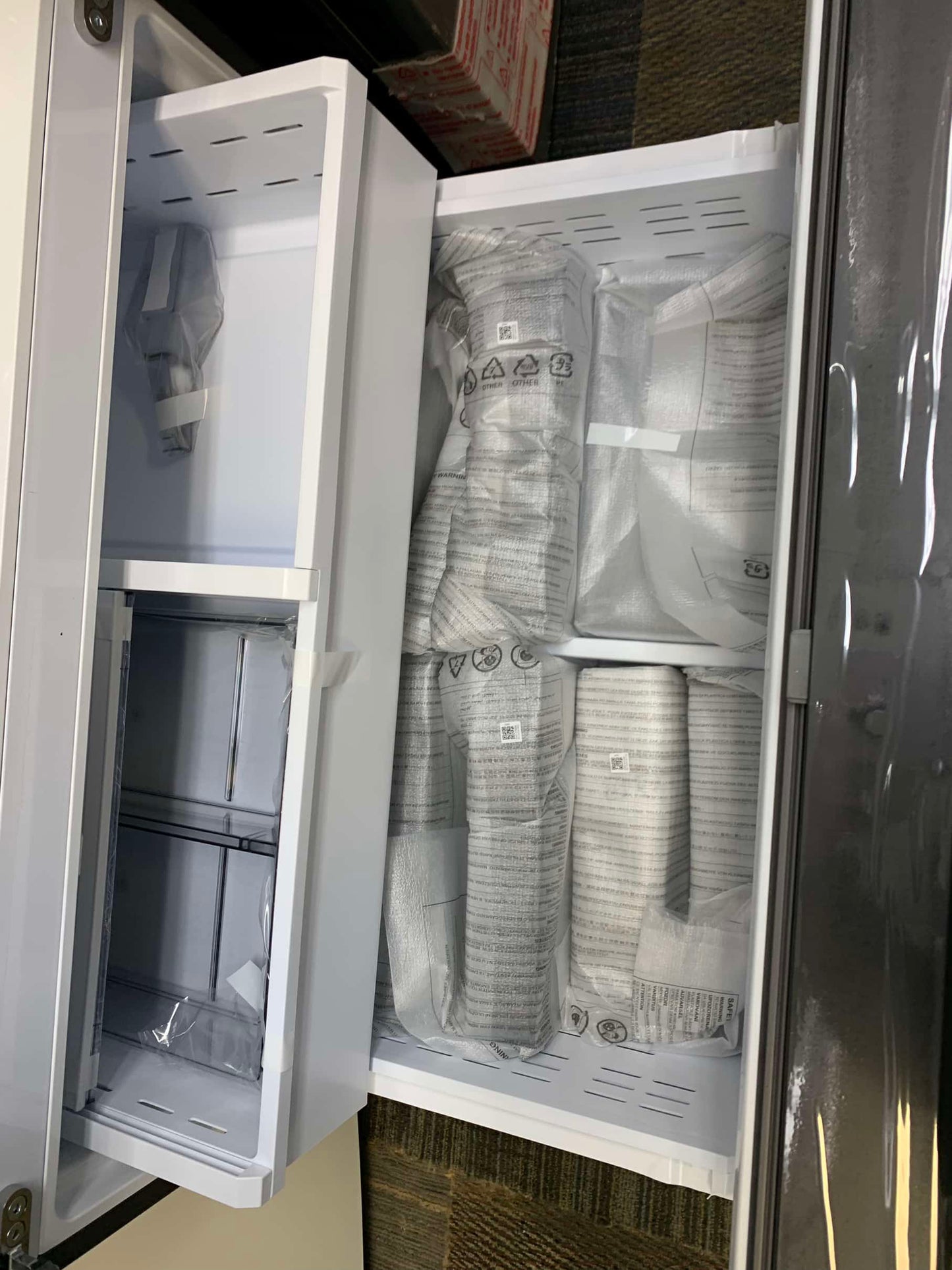 Item : #RF1076 Samsung Bespoke Open Box 30 cu. ft. 3-Door French Door Smart Refrigerator with Beverage Center in Stainless Steel, Standard 36” Depth RF789 - ST2