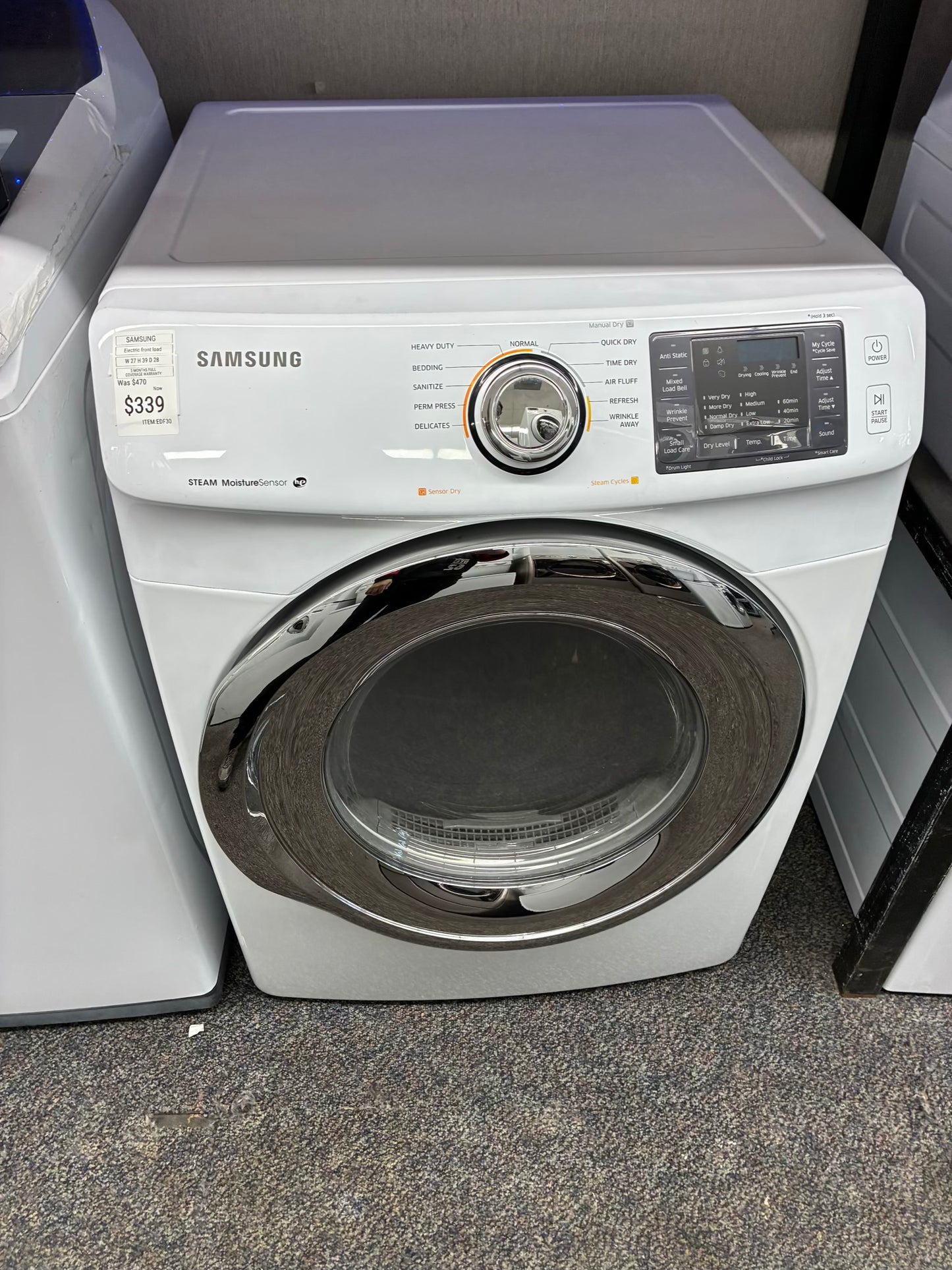 Samsung Electric Dryer 27” white front load