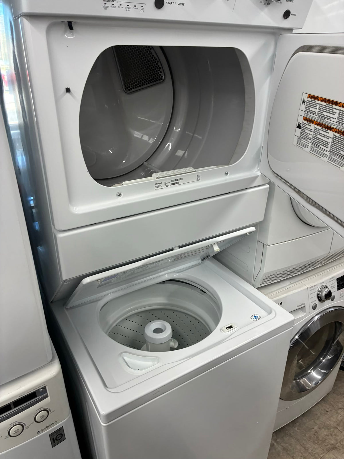 Whirlpool laundry center  washer and dryer set gas stackable 27”