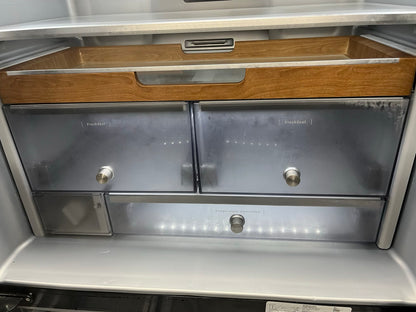 ^ Item: #RF94B Kitchen-Aid french door refrigerator counter deth slate stainless steel w/ ice maker 36” in