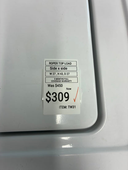 ROPER top load washer 27” large capacity