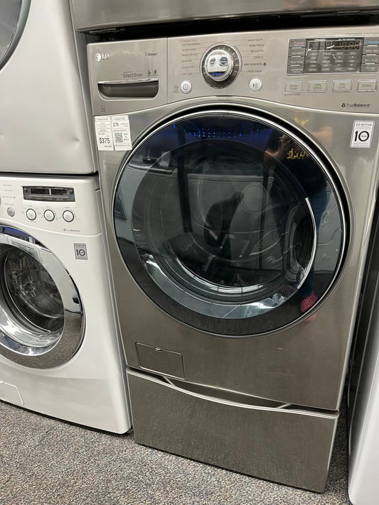 ^ ITEM #W94F LG  front  load washer  large capacity 27” with pedestal