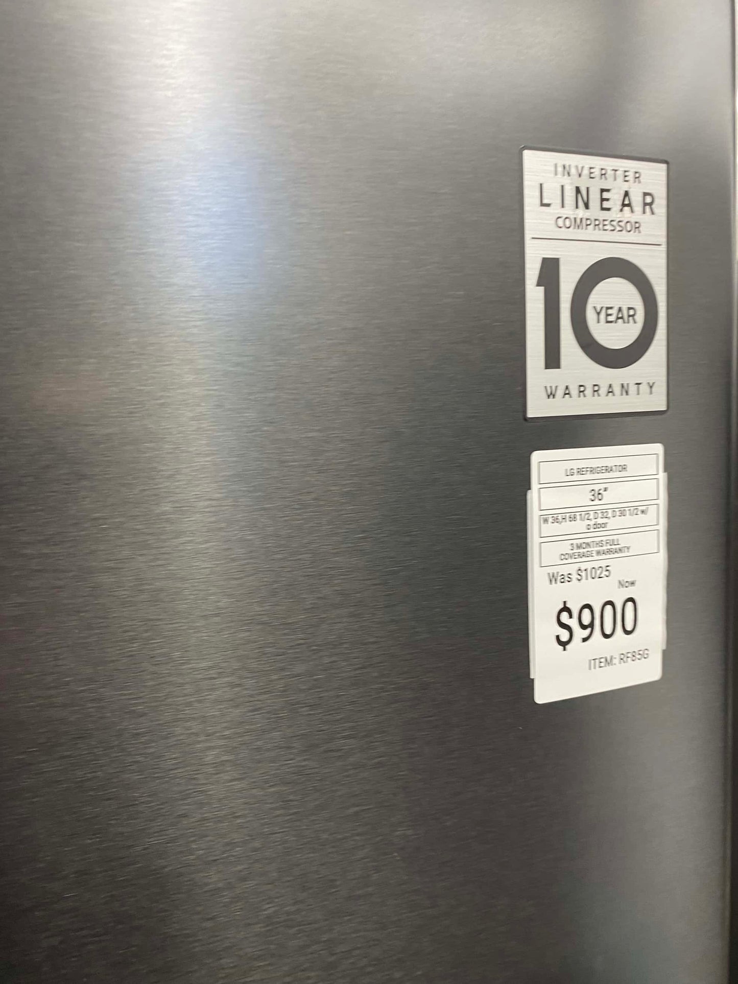ITEM: #RF85G  LG  French door refrigerator slate stainless steel 36”
