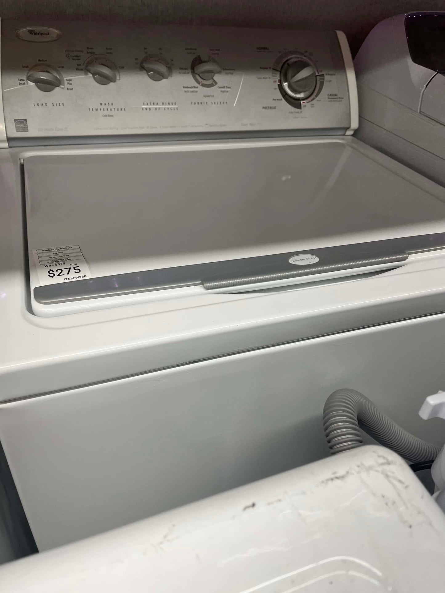 - ITEM #W95B  whirlpool top load washer  large capacity side x side 27”