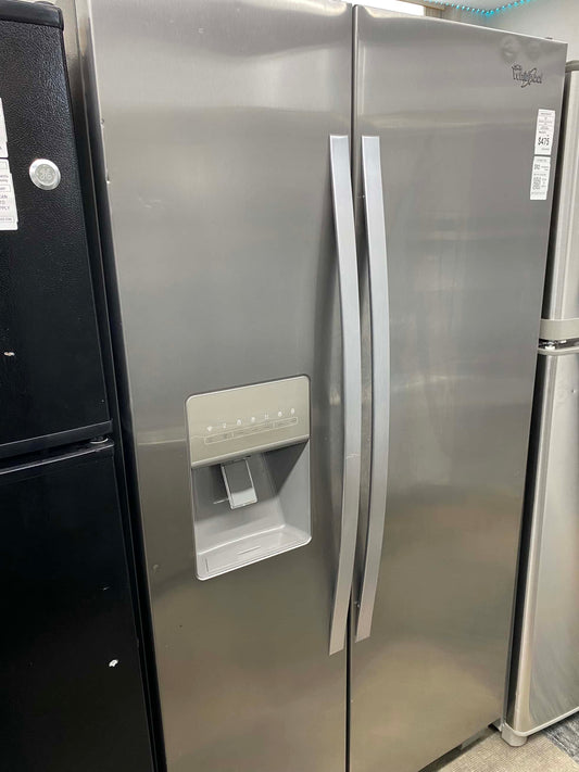 . Item: #RF73C  Whirlpool side x side refrigerator stainless steel w/water ice dispenser 36 in